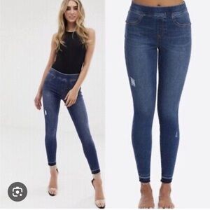 Spanx Tummy Control Distressed Skinny Jeans Leggings